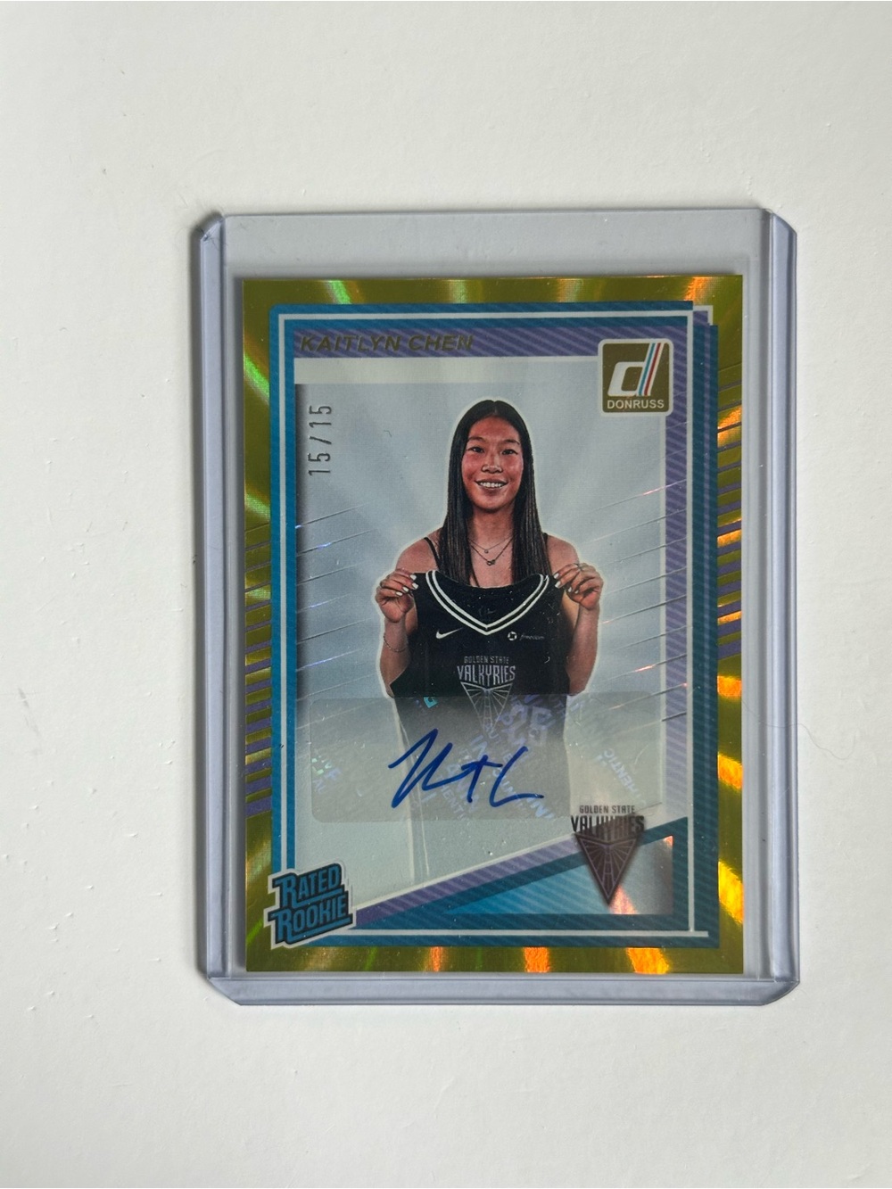 Kaitlyn Chen Donruss Rated Rookie Autograph Basketball Trading Card - Gold